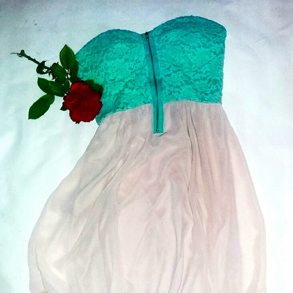 Fiofio Dress cream&turqouise
